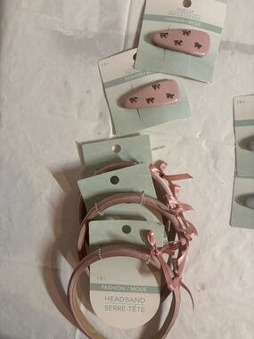 Fashion Pink Satin Headbands and Hair Clips Set